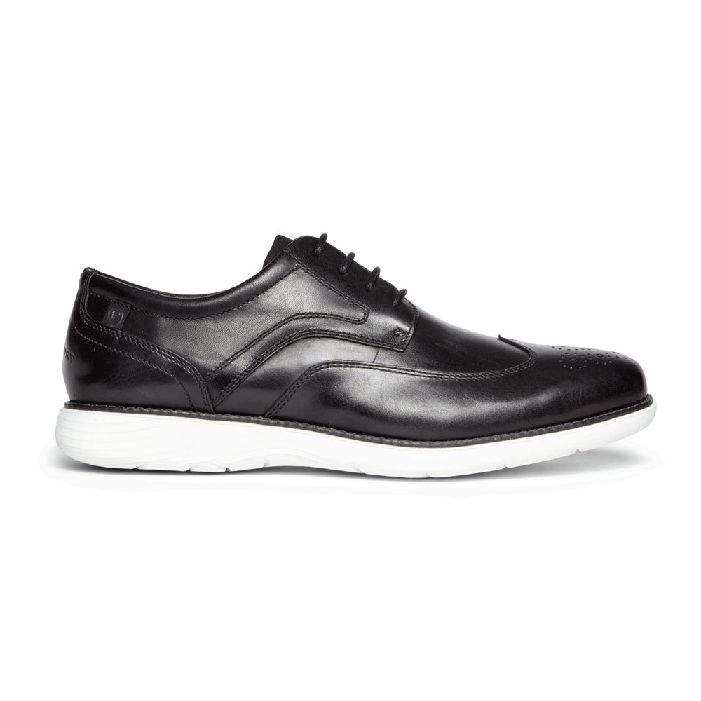 Rockport Mens Oxfords Black/White - Garett Wingtip - UK 683-TXMHJI